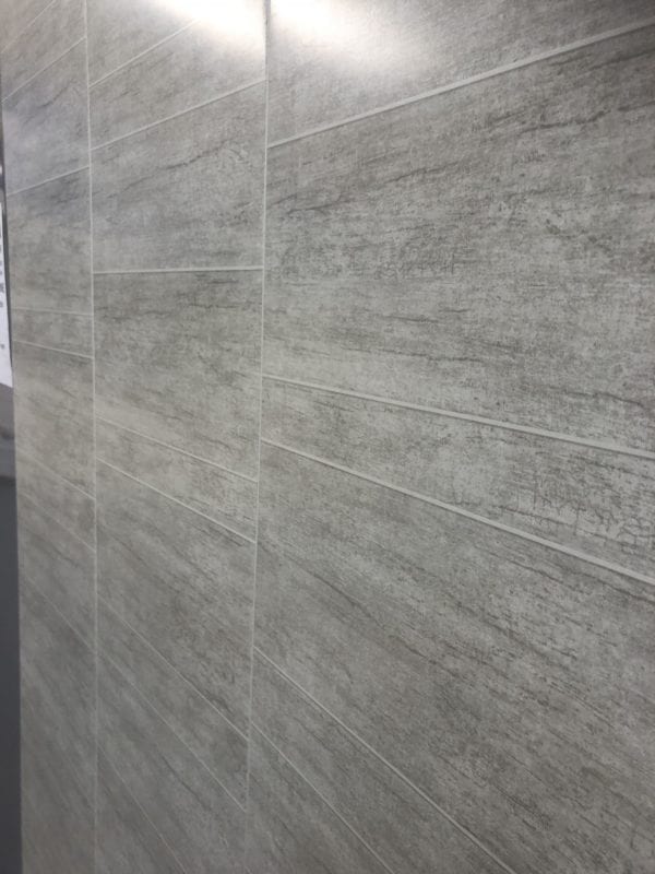 Grey Large Staggered Tile Decor - PVC Wet Wall Panel 2400 x 370 x 8mm